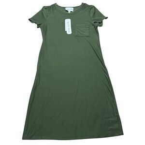 Olive + Oak Olive Green Women’s XS T-Shirt Dress Pocket Tee NWT